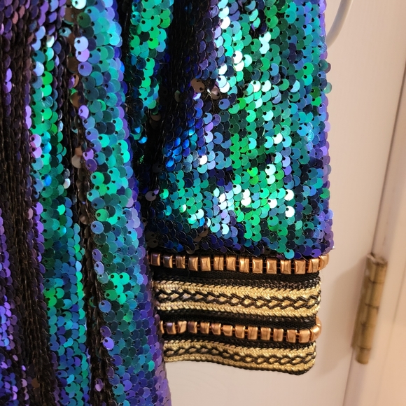 Anisha Green Premium Embellished Sequin shirt dress - Picture 9 of 15